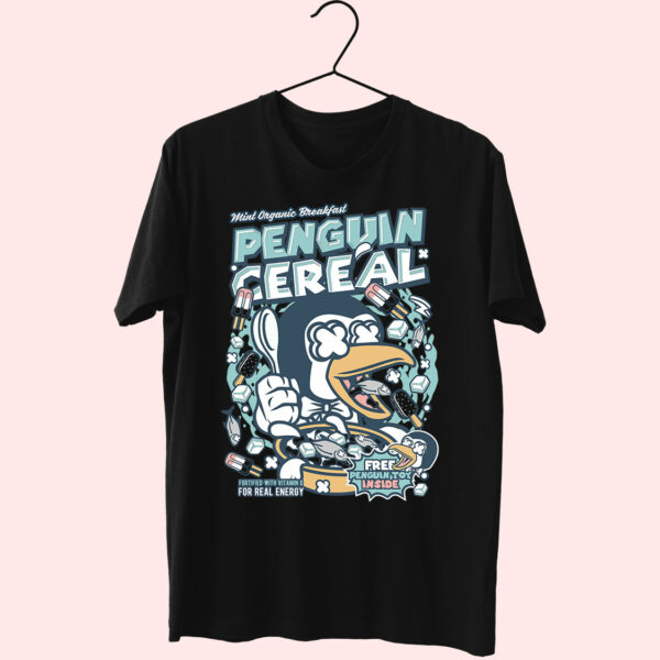 Penguin Cereal Box Funny Graphic T Shirt