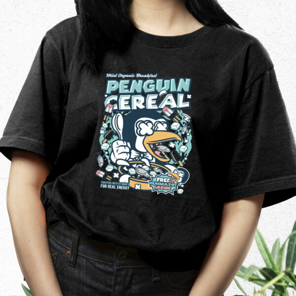 Penguin Cereal Box Funny Graphic T Shirt