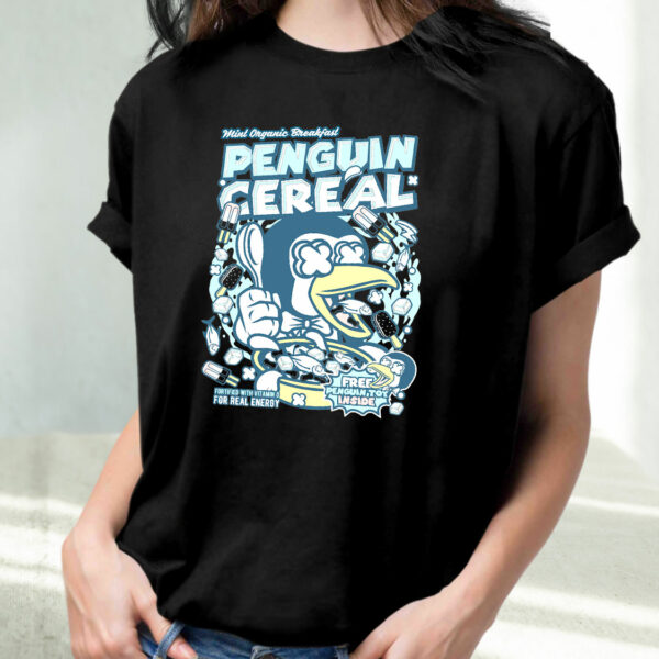 Penguin Cereal Box Funny Graphic T Shirt