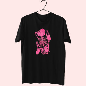 Rare Kaws Skeleton New Fiction Pink Essentials T Shirt