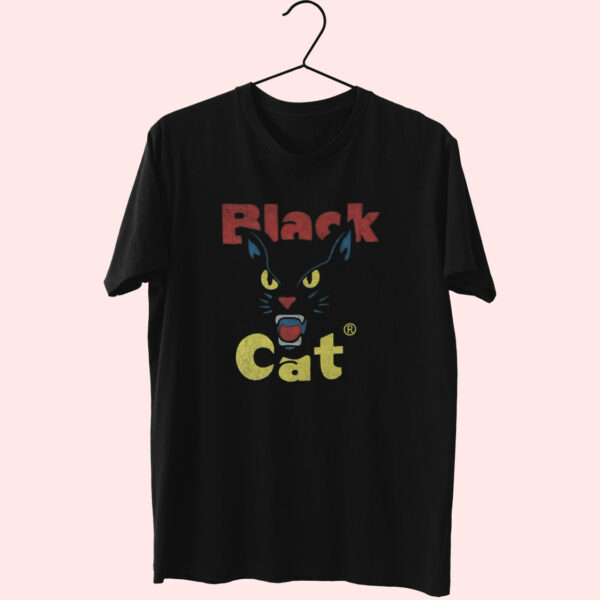 Retro Black Cat Retro Fireworks Vintage Halloween Essentials T Shirt