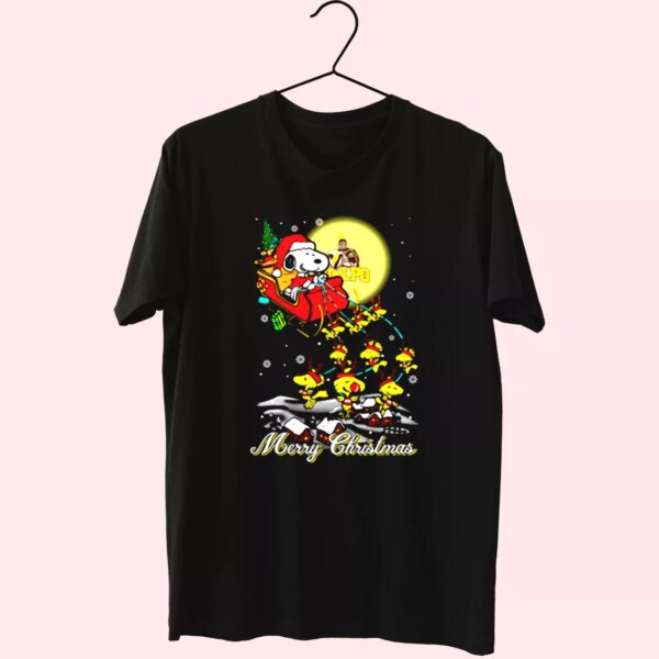 Santa Claus With Sleigh And Snoopy T Shirt Xmas Design