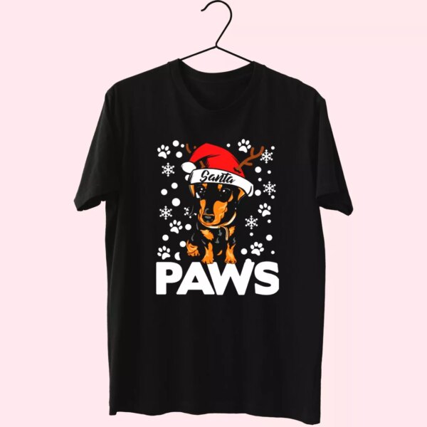 Santa Paws Dachshund Dog Christmas T Shirt Xmas Design