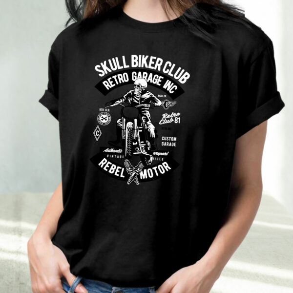 Skull Biker Club Funny Graphic T Shirt