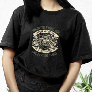 Skull Rebel Motorcycle Funny Graphic T Shirt