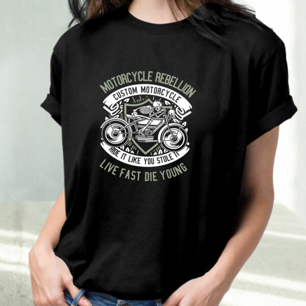 Skull Rebel Motorcycle Funny Graphic T Shirt