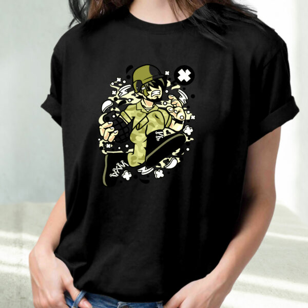 Soldier Running Funny Graphic T Shirt