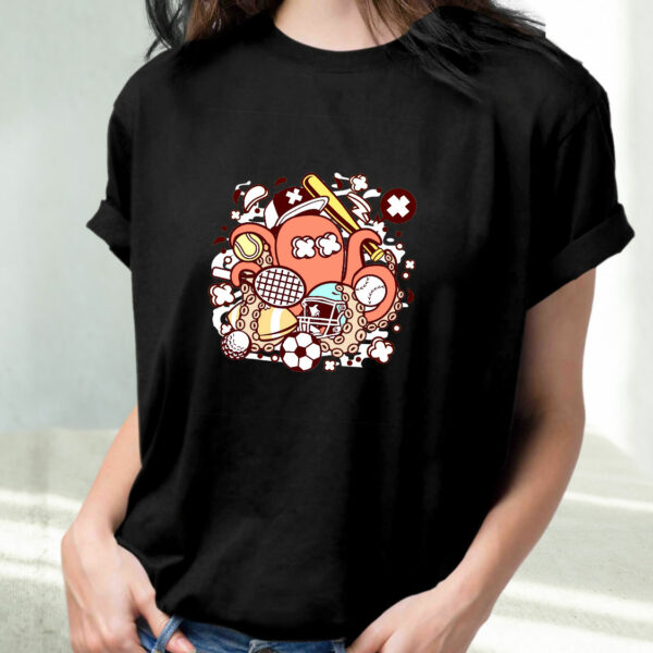 Sports Octopus Funny Graphic T Shirt