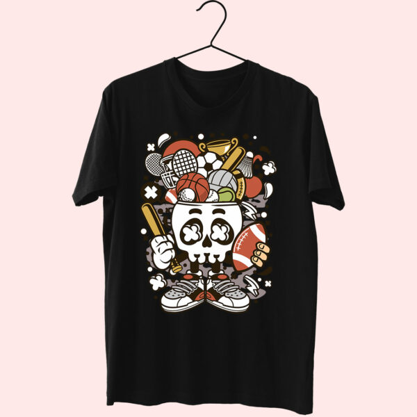 Sports Skull Head Funny Graphic T Shirt