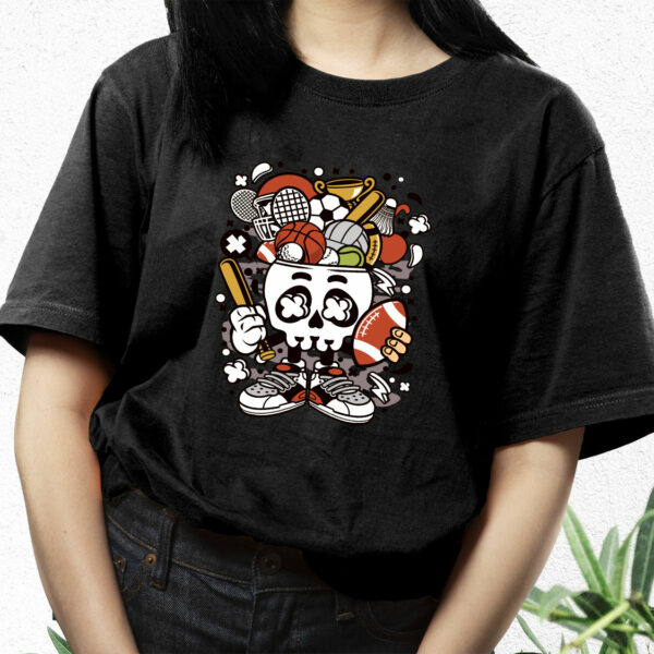 Sports Skull Head Funny Graphic T Shirt