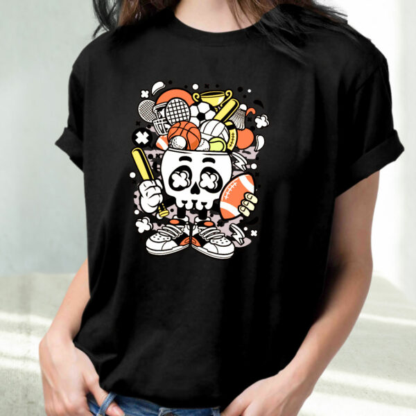 Sports Skull Head Funny Graphic T Shirt