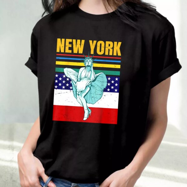 Statue Of Liberty New York Retro America Vetrerans Day T Shirt