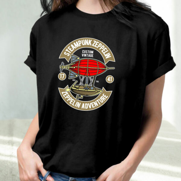 Steampunk Zeppelin Funny Graphic T Shirt