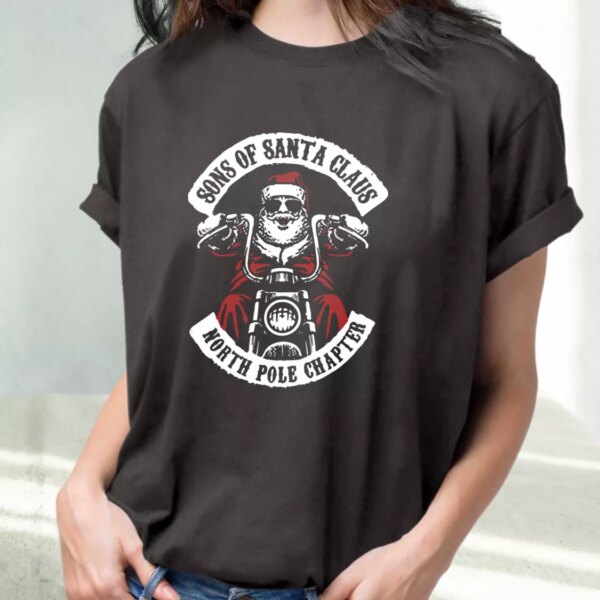 The North Pole Chapter Biker Christmas T Shirt Xmas Design