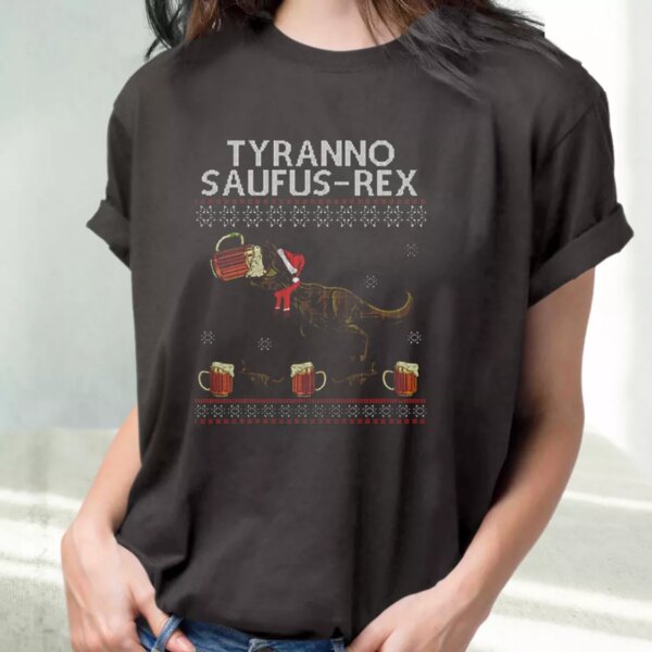 Tyranno Saufus Rex Drink Beer T Shirt Xmas Design