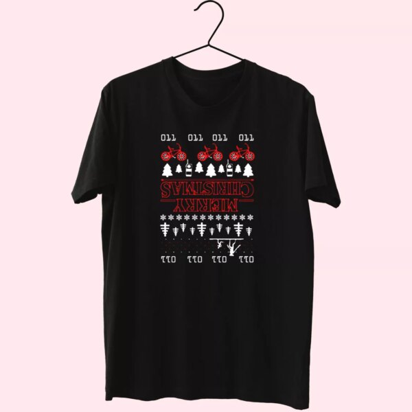 Upside Down Stranger Things Merry Christmas T Shirt Xmas Design