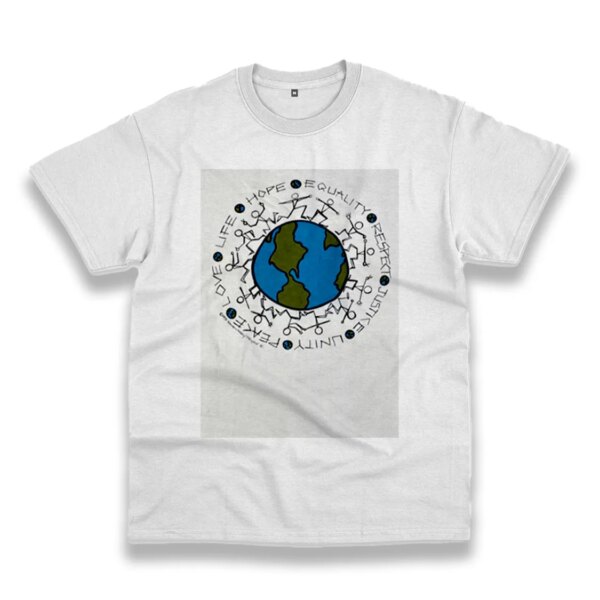 Vintage Justice Equality Unity Peace Earth Casual Earth Day T Shirt