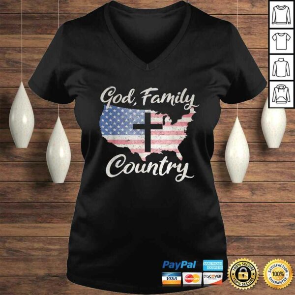 GOD FAMILY COUNTRY Christian Gift American Flag USA Map TShirt