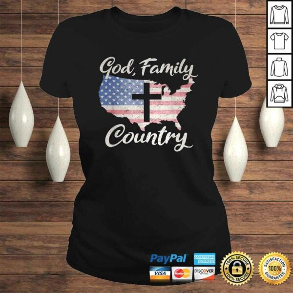 GOD FAMILY COUNTRY Christian Gift American Flag USA Map TShirt