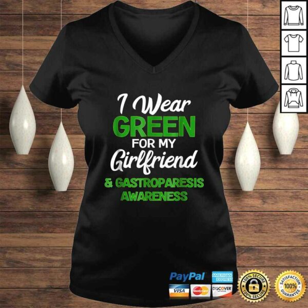 Gastroparesis Awareness Girlfriend I Wear Green V-Neck T-Shirt