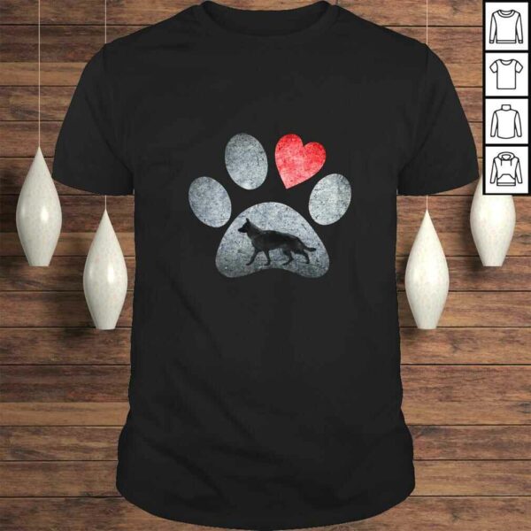 German Shepherd Paws Dog Lovers Red Heart Gift Hoodie Pullover Hoodie