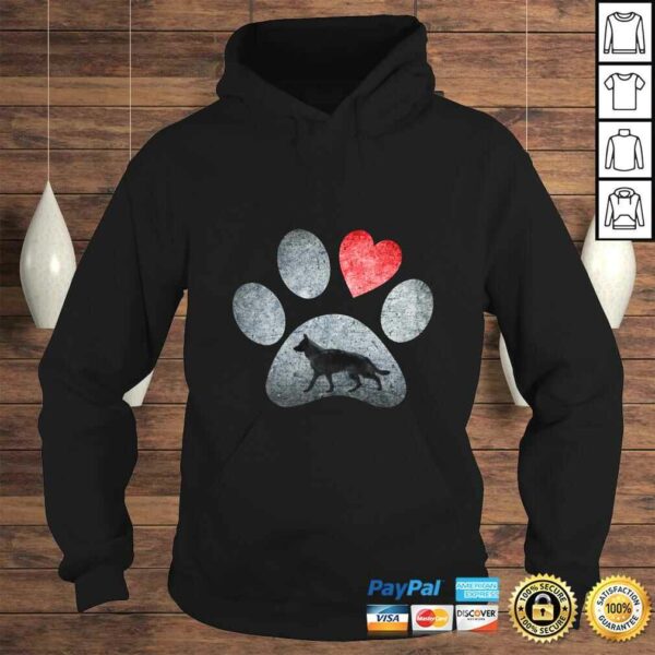 German Shepherd Paws Dog Lovers Red Heart Gift Hoodie Pullover Hoodie