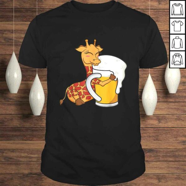 Giraffe Shirt – Cute Giraffe Hugging Beer Graphic Design Shirt