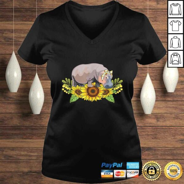 Hippo Sunflower Shirt Hippo Lover V-Neck T-Shirt