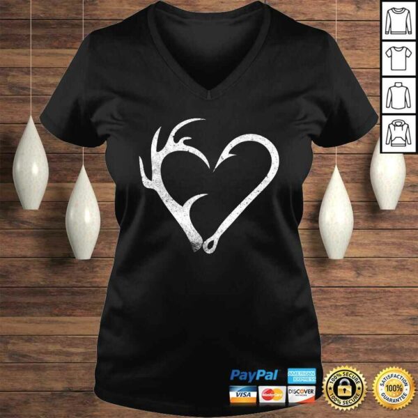 Hunting Fishing Distressed Heart Hook Antler design women Shirt