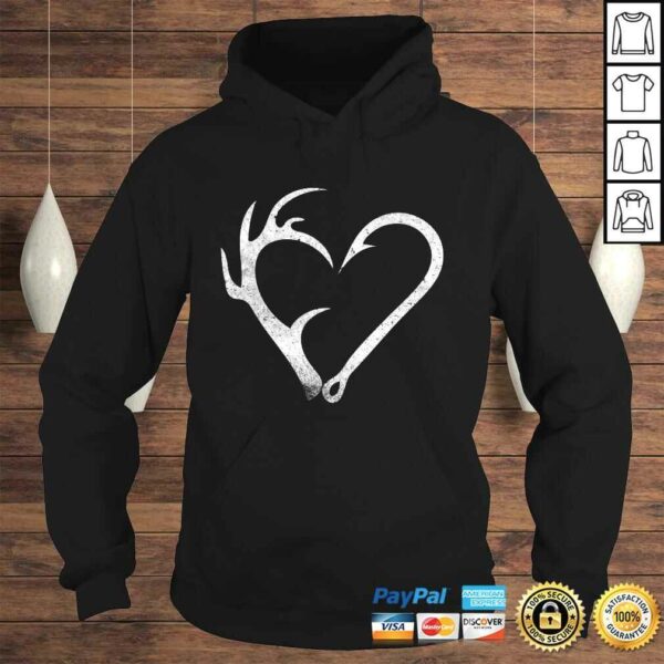 Hunting Fishing Distressed Heart Hook Antler design women Shirt