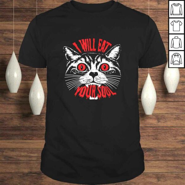 I Will Eat Your Soul Satanic Cat Spooky Gift for Halloween T-shirt