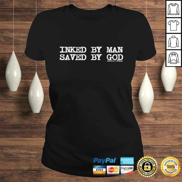 Inked By Man Saved By God Christian Biker Tattooed TShirt