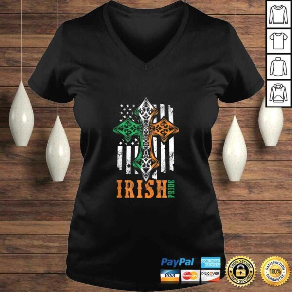 Irish American Flag Celtic cross V-Neck T-Shirt