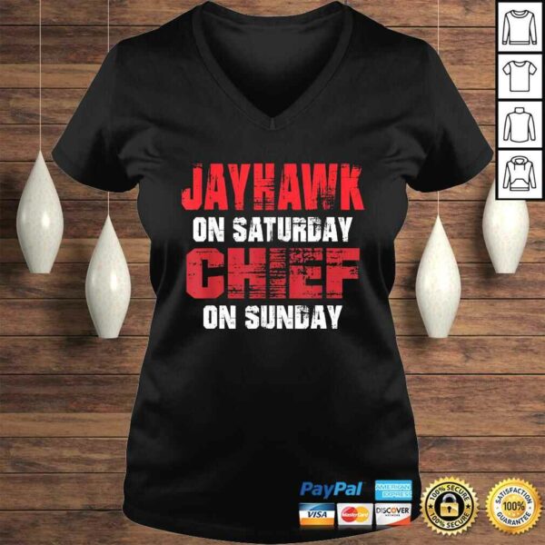 Jayhawk on Saturday Chief on Sunday Funny Gift Kansas City Gift TShirt