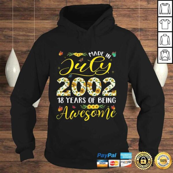 July 2002 18 Years Old 18th Birthday Gift Cute Sunflowers V-Neck T-Shirt