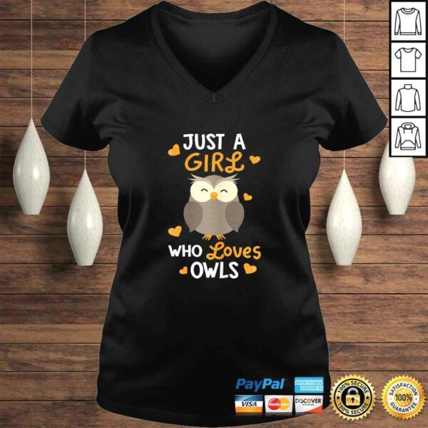 Just A Girl Who Loves Owls Shirt Cute Owl Lover V-Neck T-Shirt