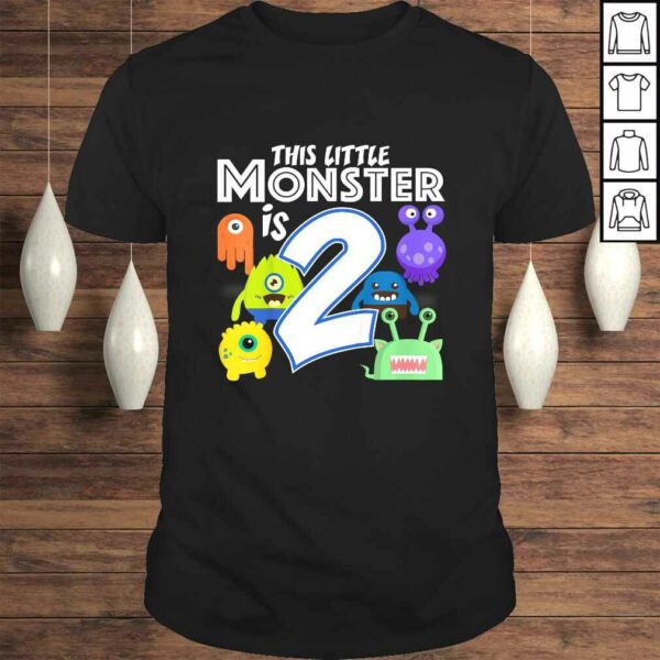 Kids 2 Year Old Monster Birthday Party Alien Monsters 2nd Shirt