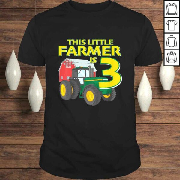 Kids 3 Year Old Green Farm Tractor Birthday Party Farmer 3rd T-shirt