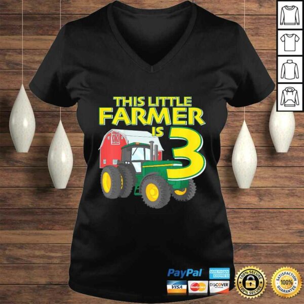 Kids 3 Year Old Green Farm Tractor Birthday Party Farmer 3rd T-shirt