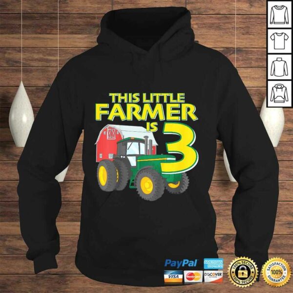 Kids 3 Year Old Green Farm Tractor Birthday Party Farmer 3rd T-shirt