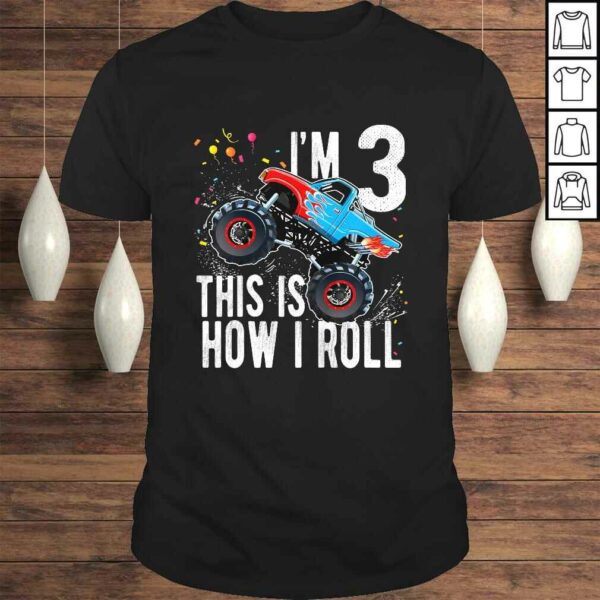 Kids 3 Year Old Shirt 3rd Birthday Boy Monster Truck Car TShirt