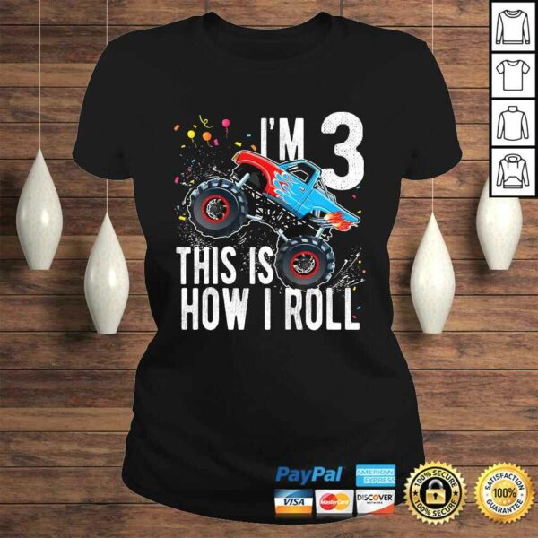 Kids 3 Year Old Shirt 3rd Birthday Boy Monster Truck Car TShirt