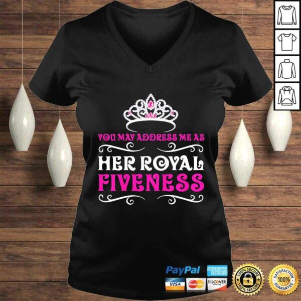 Kids 5 Year Old Princess Birthday Party Royal Fiveness 5th Tee Shirt