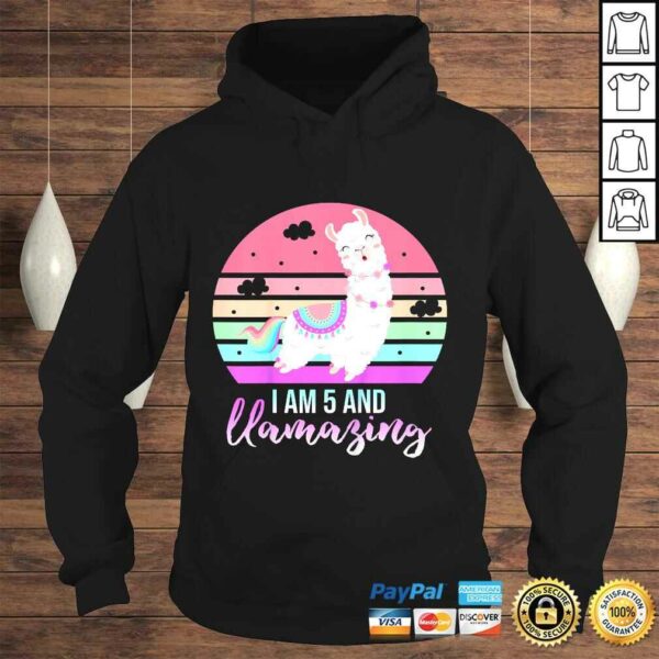 Kids 5 Years Old 5th Birthday Llamazing Llama Shirt Gift