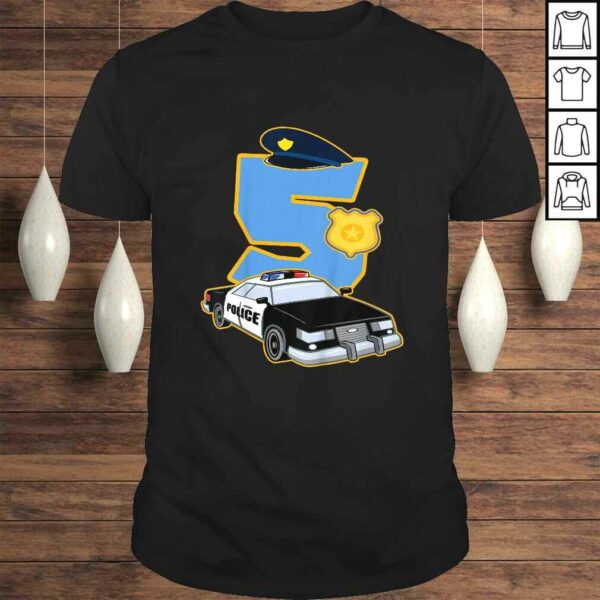 Kids 5th Birthday Police Shirt 5 Years Old Officer Car Costume Gift TShirt