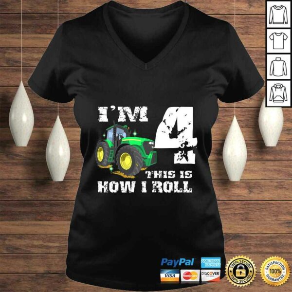 Kids I’m 4 Farm Barnyard Tractor 4th Birthday Party Shirt