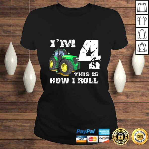 Kids I’m 4 Farm Barnyard Tractor 4th Birthday Party Shirt