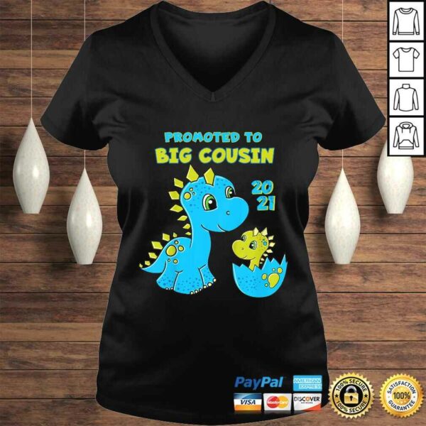 Kids Promoted to Big Cousin 2021 Shirt Boy Dinosaur TShirt