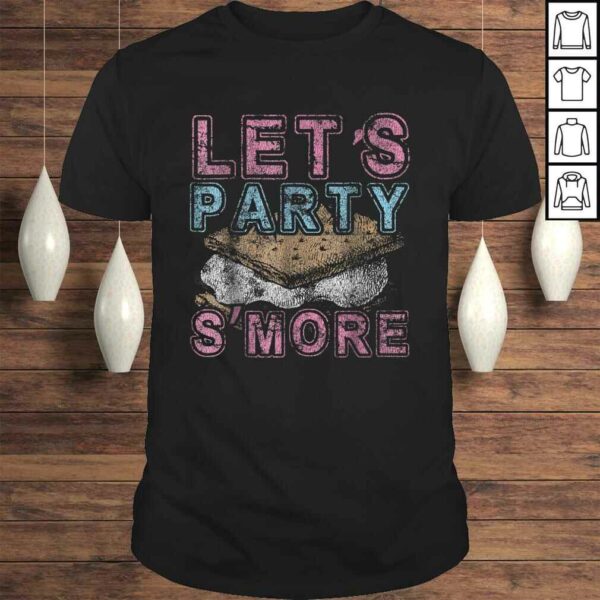 Let’s Party S’More Funny Camping Campfire Distressed V-Neck T-Shirt