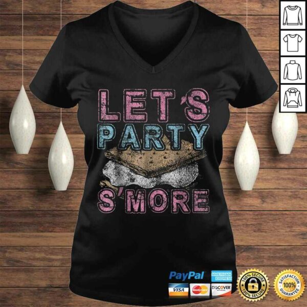 Let’s Party S’More Funny Camping Campfire Distressed V-Neck T-Shirt